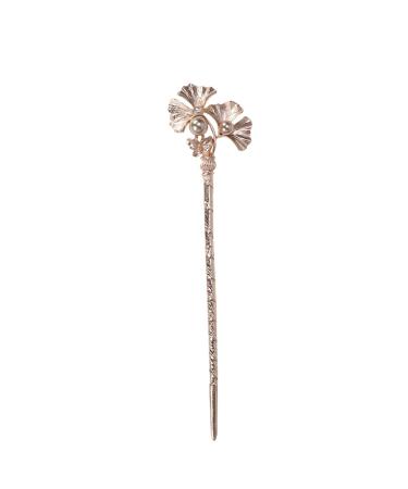 Lurrose Vintage Hair Chopsticks Hair Decor Ginkgo Leaf Retro Hairpin Hair Clip Barrette () Brown