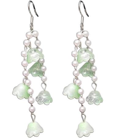 Feyley Earrings | Elegant Flower Shape Pearl Drop Earrings for Women | Stylish Purple Green White Jewelry - Buy Online on GoSupps.com