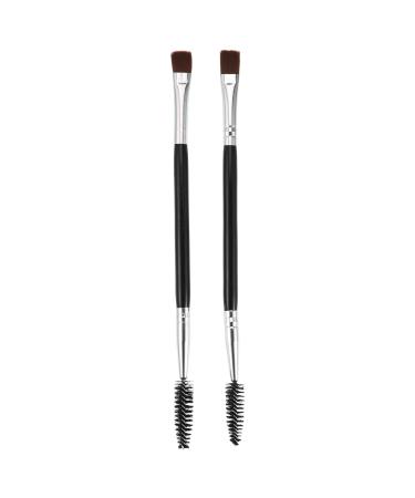 VOCOSTE 2pcs Double-ended Makeup Brush Set Eyebrow Brush Threaded Eyebrow Brush Wooden Handle Smudger Brush Makeup Brush Tool