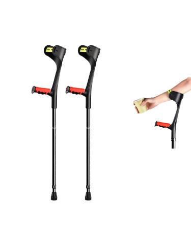 1 Pair of Forearm Crutches Crutches for Adults Comfortable Grip Crutches for Walking Heavy Duty Non-Slip Rubber Feet Mobility Aid for Elderly Seniors & Handicap Black Selfless dedication