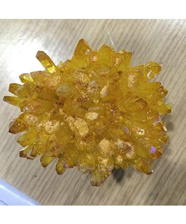 1pcs 300-400g Yellow Electroplated Natural Crystal Cluster Raw Rock Quartz Flowers Aura Stones Gift Modern House Decor Crystal - Buy Online on GoSupps.com