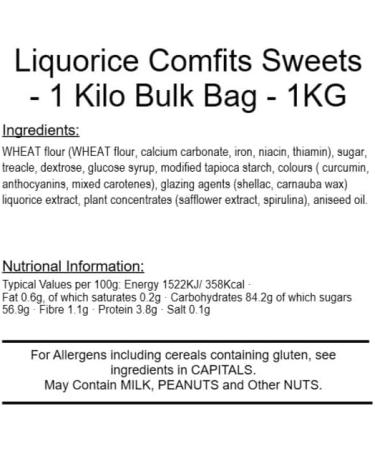 Liquorice Comfits 1 Kilo Bag - Buy Online on GoSupps.com