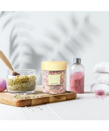 OMM Natural Floral Bath Salt with Rose & Jasmine Petals - Detox Body & Foot Soak, Relaxing Sore Muscles - Pink Himalayan & Dead Sea Salt Flakes - Buy Online on GoSupps.com