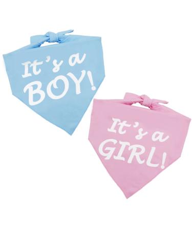 Its a Boy or Its a Girl Dog Bandana Pregnancy Announcement Dog Bandana Baby Announcement Triangle Pet Scarf Scarves Gender Reveal Photo Prop Blue and Pink Blue & Pink