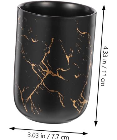 Garneck 4-Piece Black Porcelain Drinkware Set - Stylish Brush & Cup Storage for Home Washbasin & Worktop | 11x7.7cm - Buy Online on GoSupps.com