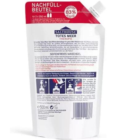 Salthouse Dead Sea Therapy Soap-Free Wash Gel Refill Bag 500 ml - Buy Online on GoSupps.com