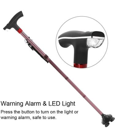 Elderly Crutches Five-Section Foldable Aluminum T-Shaped Non-Slip Cane Lighting Light with Alarm Crutch Cane Outdoor Old Disabled Person Bathing in Sunlight - Buy Online on GoSupps.com