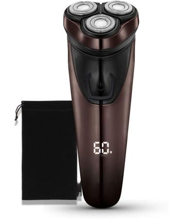 GeRRiT Electric Shavers for Men Mens Electric Razor Dry Wet Waterproof Man Rotary Shaver Portable Facial Cordless Shaver USB Rechargeable with Led Display (Color : Brown)