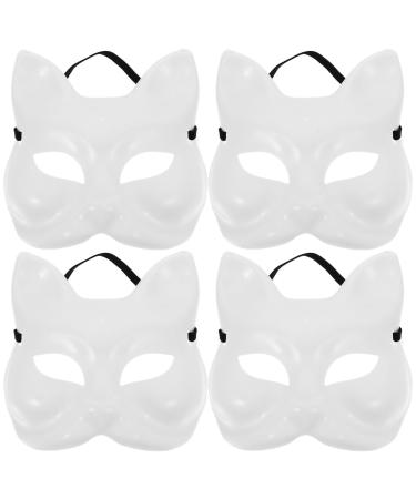 Holibanna cat 4 pieces thermal mask diy paintable empty white paper mask hand-painted mask personality masquerade for dance party carnival cosplay