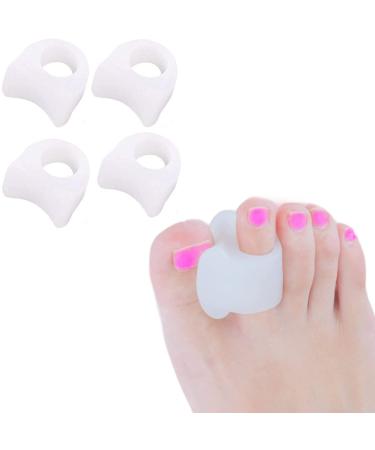 White Gel No Toe Stretcher - 4 Pieces Silicone Toe Separator for Hallux Valgus & Overlapping Toes Correction - Buy Online on GoSupps.com