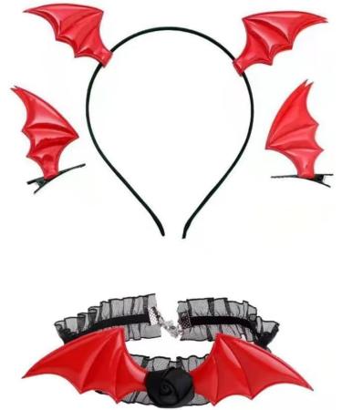 xbiez Girls Hair Clips Gothic Halloween Cosplay Devil Wing Hairpin Headband Punk Hair Jewelry Unique Black Headwear 4 - Buy Online on GoSupps.com