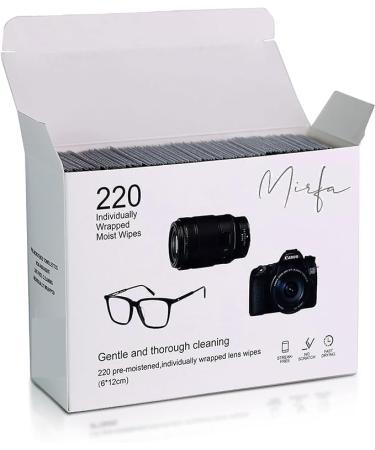220 Pre-Moistened Lens Wipes for Glasses - Individually Wrapped Microfiber Cleaning Cloths for Eyeglasses Camera Lenses Tablets & Phone Screens - Buy Online on GoSupps.com
