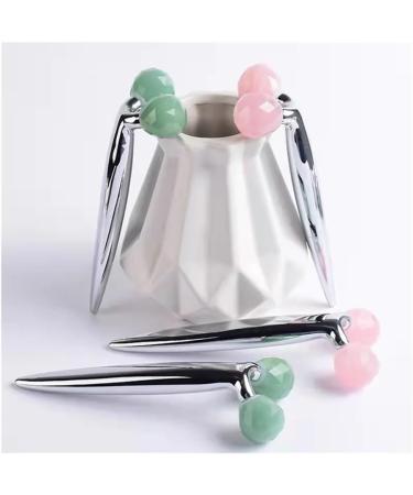 3D Multi-Flour Rose Quartz Face Roller with Stainless Steel Handle - Jade Lift & Firming Massager for Body Back & Arms (Light Red) - Shop Now for Global Shipping - Buy Online on GoSupps.com