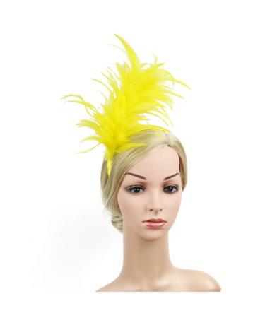 Beaupretty Fascinator Headbands 20s 50s Headband Derby Headpiece for Cocktail Wedding Tea Yellow