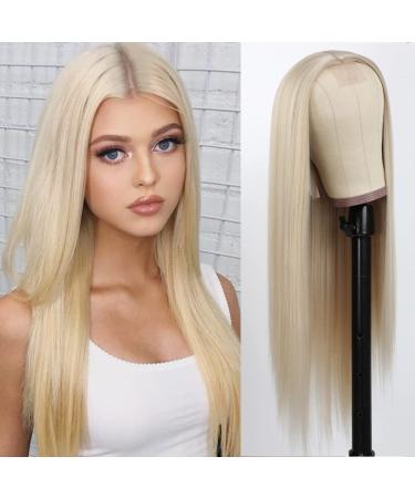 Aubree 613 Blond Synthetic Wig Long Straight Blond Wig for Women No Lace Front Synthetic Wigs Blonde Hair Glueless Heat Resistant Wig for Daily Party Cosplay Wig Peluca 22 Inch