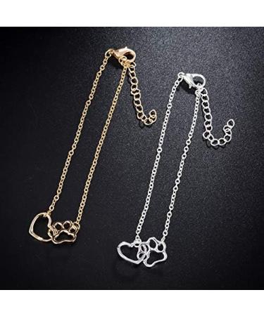 Hollow Heart Paw Print Bracelet - Silver Pet Animal Footprint Jewelry - Buy Online on GoSupps.com