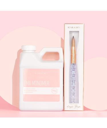Kiara Sky EMA 16fl oz Liquid Monomer and 100% Kolinsky Brush Starter Duo (6 fl oz Monomer + Kolinsky Size 14 Brush) 2 Piece Set