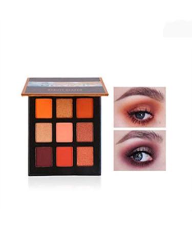 Beauty Glazed 9 Colors Eyeshadow Matte Shimmer Glitter Eye Shadow Palette Natural Waterproof Long Lasting Pigmented Eyeshadow Powder Cosmetics #02 Vibrant Orange