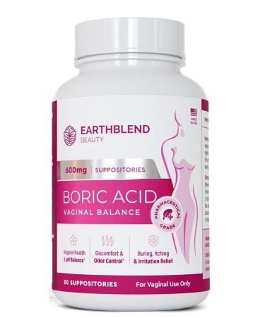 Boric Acid Suppositories 600mg - Natural Support for Vaginal pH Balance and Freshness- 15 Suppositories