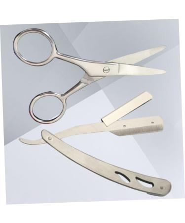 Doitool Stainless Steel Wet Razor & Mustache Scissors Set Precision Eyebrow Trimmer & Hairdresser Shaver for Men | International Shipping Available - Buy Online on GoSupps.com