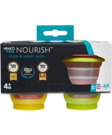 Vital Baby NOURISH Store & Wean Pots - Leakproof Storage Pots for Weaning & Snacks - 6pk 2oz / 60ml - Buy Online on GoSupps.com