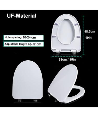 Elongated Toilet Seat Cover UF Heavy Duty Soft Close Toilet Seat Top Mounting Metal Bolts Quick Release Easy Install Clean Toilet Seats White S Little Surprise Small - Buy Online on GoSupps.com