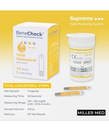 MillerMed Home Total Cholesterol Monitoring Kit with Strips Case. Simple Home Test Accurate - Buy Online on GoSupps.com