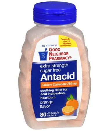 Good Neighbor Pharmacy GNP Extra Strength Antacid Orange Flavor Sugar Free - 80 Chewable Tablets
