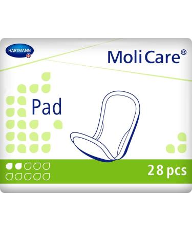 MoliCare Pad 2 drops: Anatomical pads for mild to moderate bladder weakness 12x28 pieces 2 drops (336 pieces)