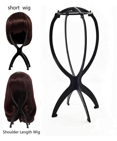2 Pack Portable Wig Holder Stands - Foldable Short Wig Display for Easy Storage - Black Plastic - Buy Online on GoSupps.com