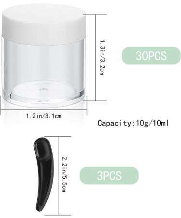 30 Pieces Mini Cosmetic Glass Containers Set - 10ml Lip Balm Jars with Lids & Spatulas Travel Sample Storage for Creams & Nail Art - White - Buy Online on GoSupps.com