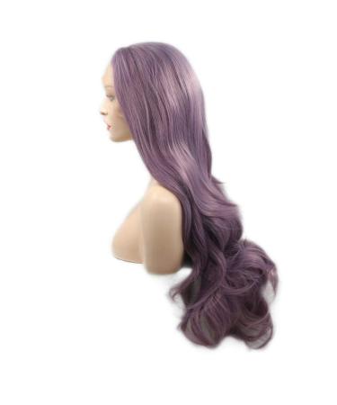 Long Wavy Purple Synthetic Lace Front Wig Heat-Resistant Lavender Wigs for Women Natural Side Part 61cm Dark Violet - Buy Online on GoSupps.com