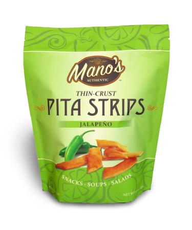 Manos Authentic Jalapeno Pita Chip Strips (5 Pack, 6.5oz) - Healthy Thin Bite-Sized Snack - Buy Online on GoSupps.com