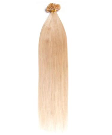 Whiteblonde Keratin Bonding Extensions 100% Remy Real Hair Human Hair - 50x 1g 45cm smooth strands - Long hair with keratin Bondings U -Tip hair compression color:#60 white blonde