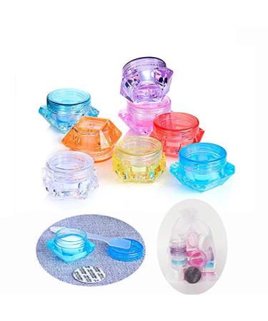 Great Foru 16 pieces 5g/5ml of empty transparent small plastic CREMEDOSE - for cosmetic box lip balm jar nail art jams with screw lids multicolored and 16 pieces mini spatula bags
