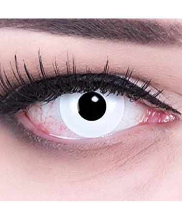 Funnylene colored white contact lenses with strength -2.50 contact lenses Crazy Contact Lenses White Out White 1 pair.With lentil tank!Perfect for Halloween Carnival and Carnival ...
