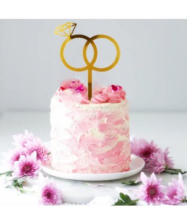 Wedding Cake Topper 2 Pcs Ring Cake Topper for Valentine's Day Engagement Bridal Shower Wedding Party Cake Decor Accessories - Buy Online on GoSupps.com