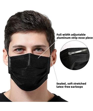 THINKA FACE MASK WITH EARLOOPS (50pcs) - BLACK -Medical Mask - Surgical Mask -ASTM Level 1 Mask - Buy Online on GoSupps.com