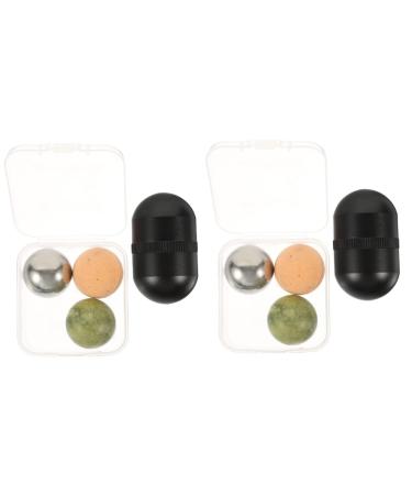 Balacoo 2 Sets Volcanic stone ball jade eye roller tighten beauty facial roller eye massagers face massage jade facial jade massager jade facial roller jade roller the face dressing table