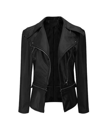 Hehiy Veste Biker Courte en faux cuir pour femme Avec Poches Frontales et latrales women leather jacket women biker jacket Gr 48 leather jacket women brown for beginners in school m black