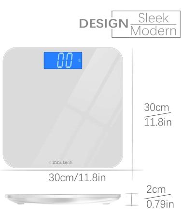 Innotech Digital Bathroom Scale - Easy-to-Read Backlit LCD - White - Buy Online on GoSupps.com