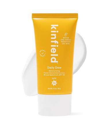 Kinfield Daily Dew - Hydrating Mineral Sunscreen with Broad-Spectrum SPF 35 - Water and Sweat Resistant - Cruelty-free and Reef-safe Skincare - 2.0 oz/ 60 g