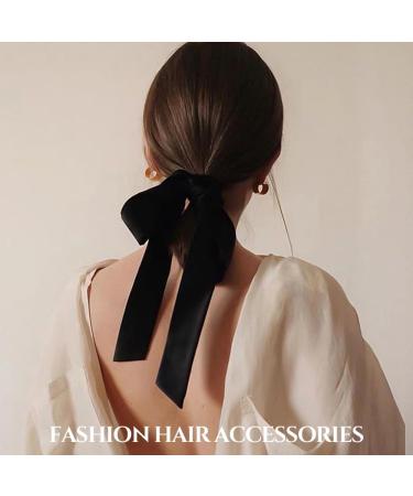 Lilbitty 2 Pieces Velvet Hair Bows for Women Girls Black Velvet Bow Hair Band Hair Clip Hair Bows Hair Clip Ponytail Holder - Buy Online on GoSupps.com