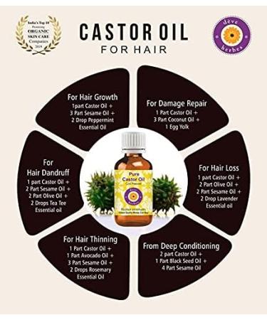  Deve Herbes Deve Herbes Pure Castor Oil (Ricinus Communis) with 100% Natural Cold Pressed Therapeutic Grade Glass Dropper for Personal Care 5ml - Buy Online on GoSupps.com