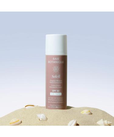 Buy Baie Botanique Soleil Organic Facial Sunscreen SPF 50 - Chemical Free Natural Vegan No White Cast Hyaluronic Acid & Vitamin C Non-Toxic UVA/UVB Protection - 70g - Buy Online on GoSupps.com