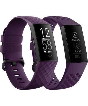 Qimela Replacement Watch Strap for Fitbit Charge 3/4 - 2 Pack Liquid Silicone Sport Bands - Purple Large - Buy Online on GoSupps.com