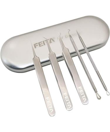 Blackhead Remover Tool Kit - FEITA Acne Pimple Tweezers Comedone Extractor Blemish Removal Tool Set for Facial Whitehead Popping Zit Removing - Buy Online on GoSupps.com