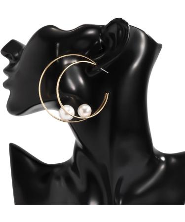 Rumtock Pearl Statement Hoop Earrings - Women's Fashion Lightweight Circle Beaded Earrings - Buy Online on GoSupps.com