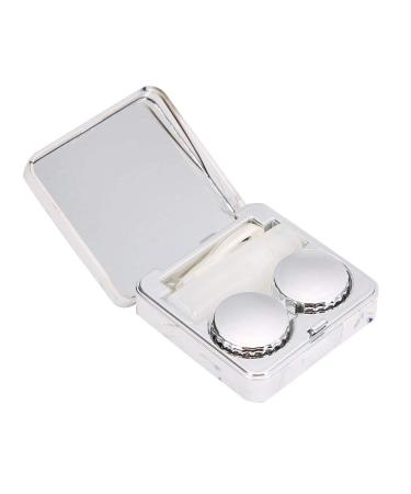 Contact lens travel set portable contact lens case with mirror tweezers remote tools solution bottle for everyday use outdoor (silver)