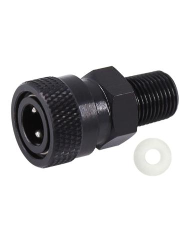 Universal 1/8'' NPT Male Thread to 8MM Female Quick-Disconnect Connector Adapter, Black Zinc Plated Copper, PCP Paintball Charging Fittings with Sealing O-Ring 1/8 NPT Male to 8mm Female